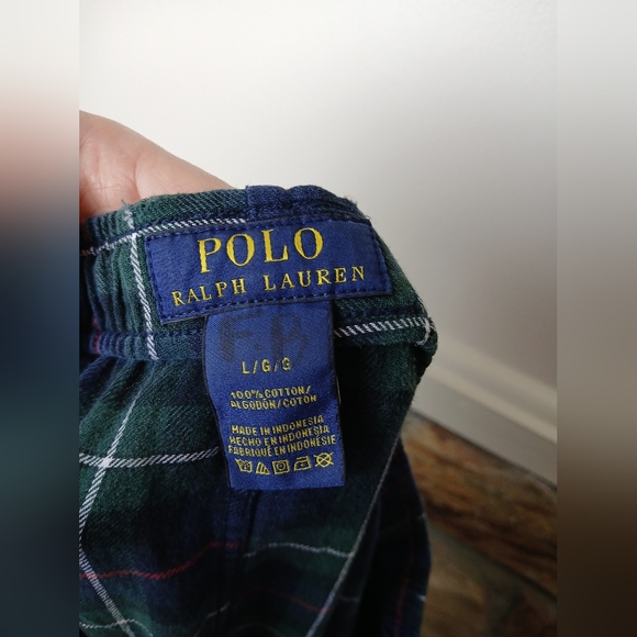 Polo Ralph Lauren Plaid Unisex Lounge pants Elastic waist 100% Cotton Mens Large - Picture 9 of 9